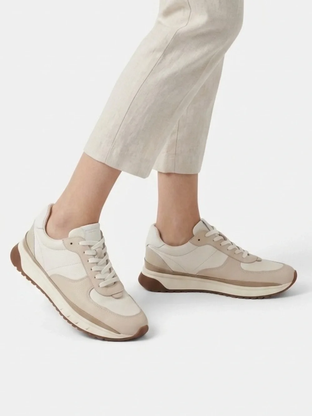 Madewell Stylish White and Beige Kickoff Sneaker